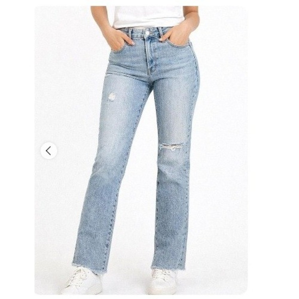Madewell Women's Sz 26 Petite The Perfect Vintage Jean Light Wash Distressed Raw